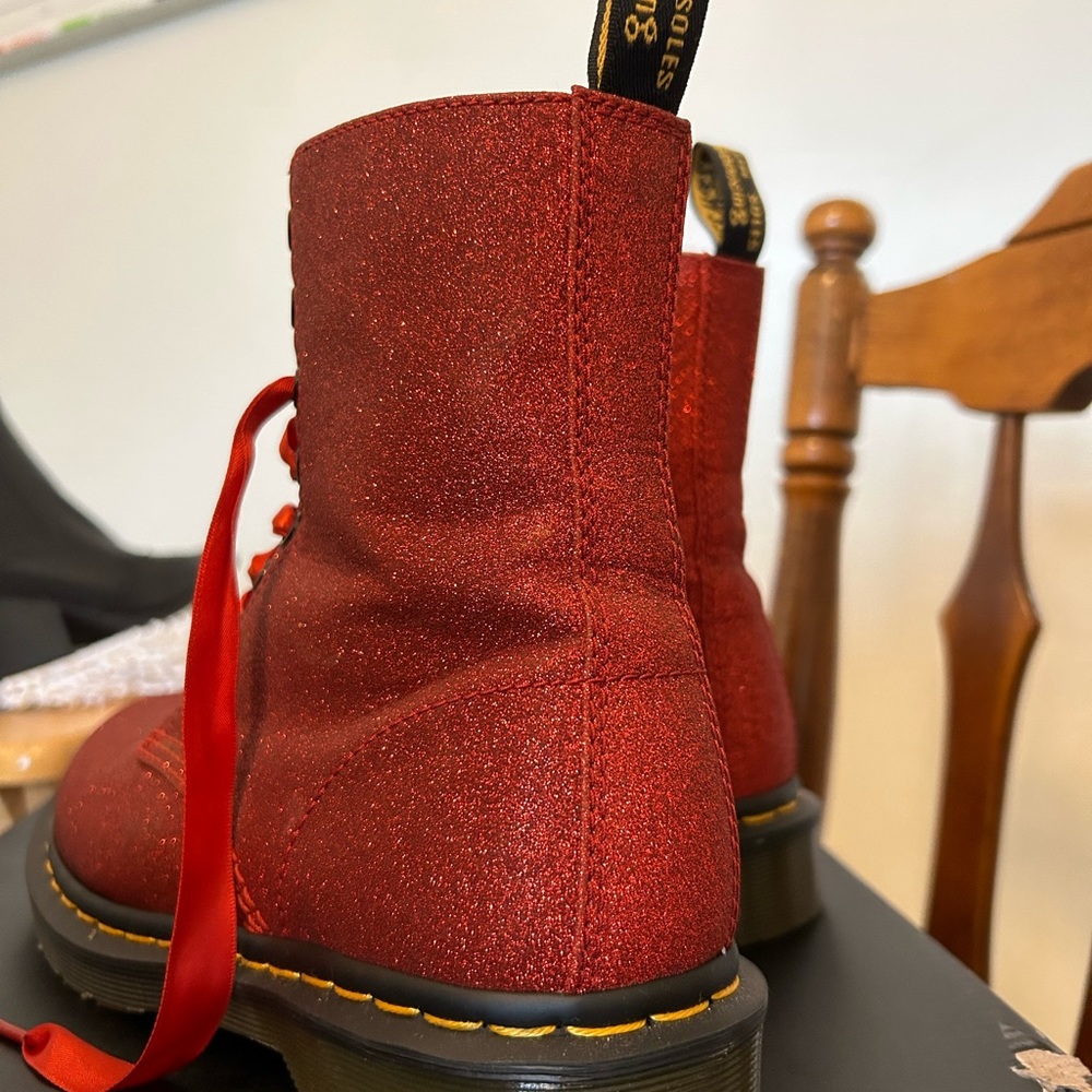 Dr. Martens women’s size 8 red glitter limited edition